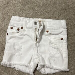 White Distressed Denim Shorts